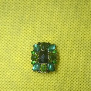 Vintage Green and Black Geometric Brooch